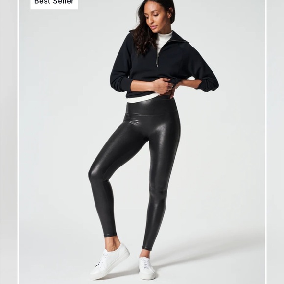 SPANX Pants - Spanx Faux Leather Black Leggings Size XL